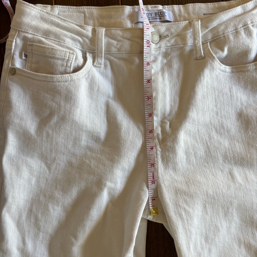 Judy Blue White Double Cuff Boyfriend Jeans Size 29, High Rise Comfort Stretch - Picture 16 of 16